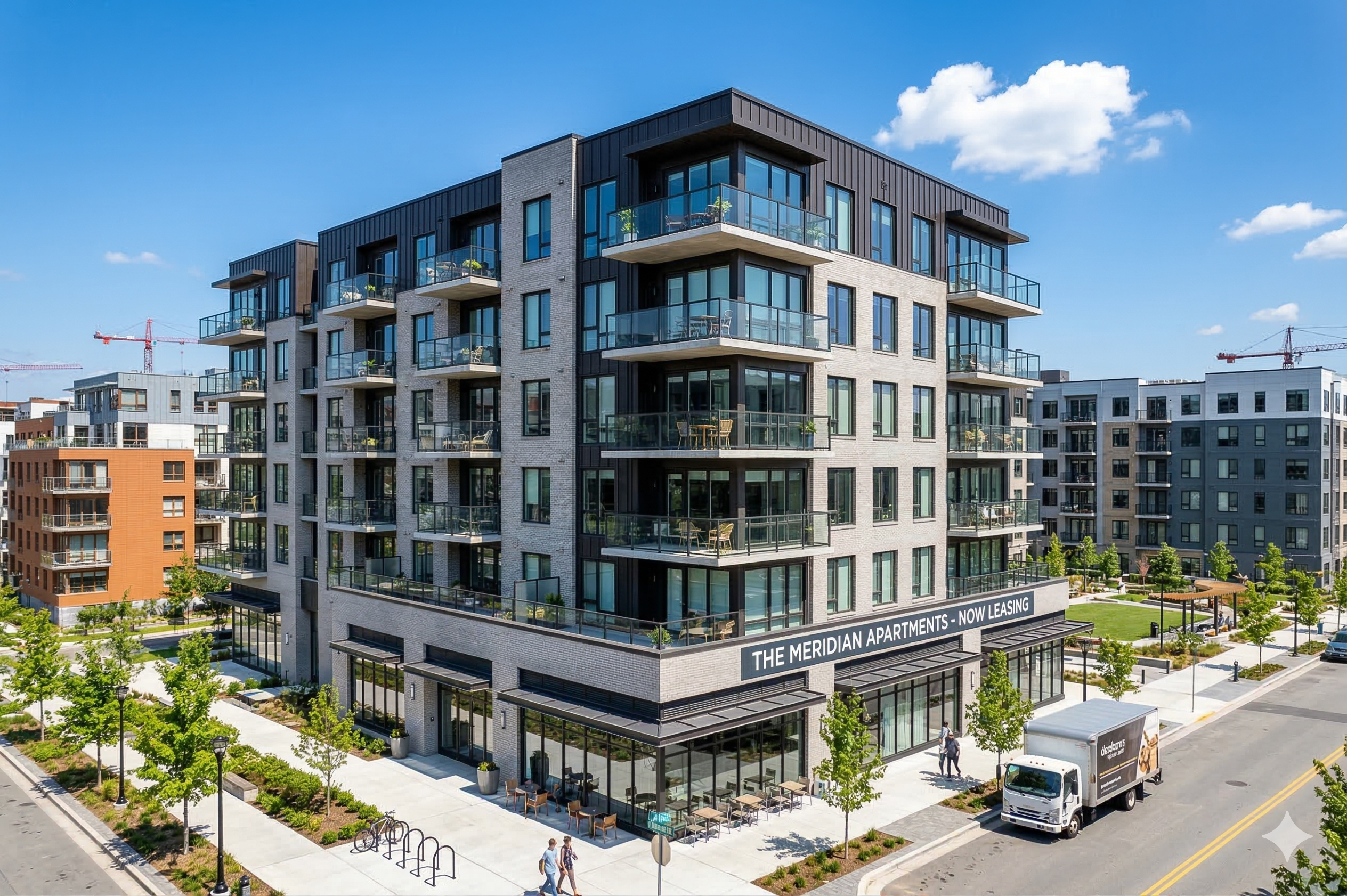 Modern multifamily apartment building