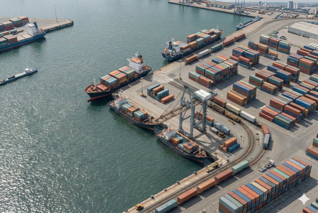 Container port aerial view